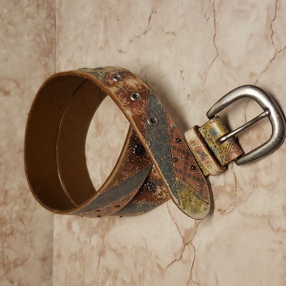 Fossil Multicolor Leather Patchwork And Metal Tin… - image 1